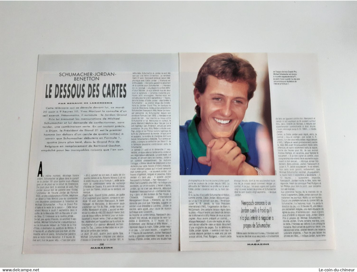 Coupure De Presse Michael Schumacher - Jordan Benetton - Car Racing - F1