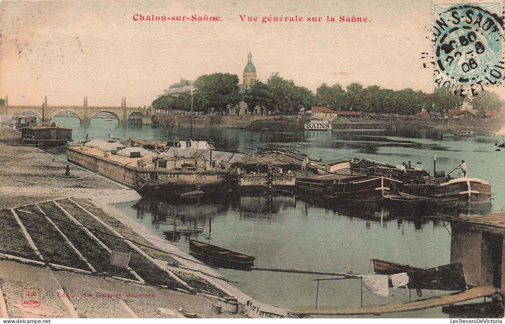 FRANCE - Chalon Sur Saone - Vue Générale Sur La Saône - Colorisé - Carte Postale Ancienne - Chalon Sur Saone