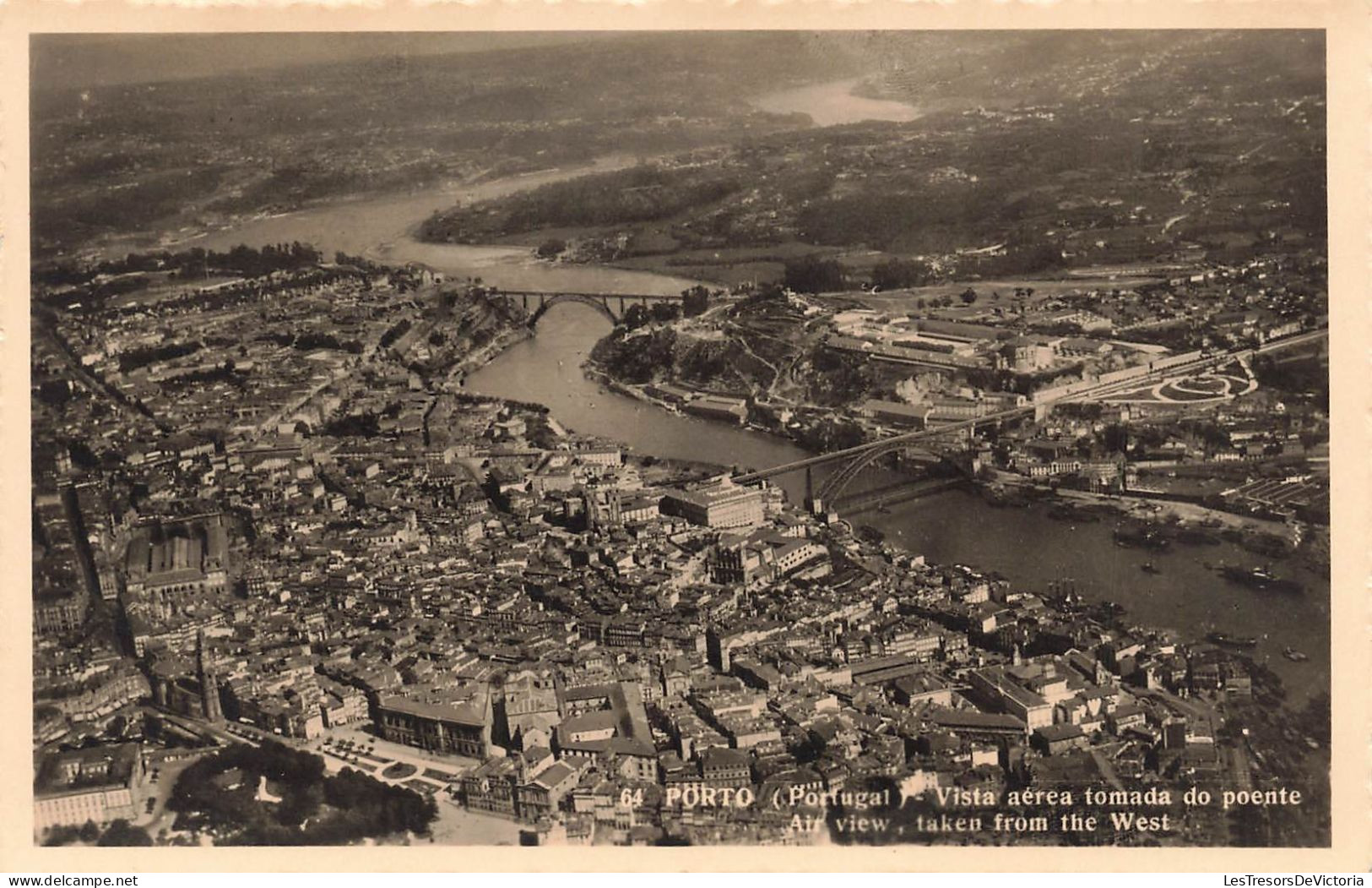 PORTUGAL - Porto - Vue Aérienne Sur La Ville Prise Depuis L'Ouest - Carte Postale Ancienne - Porto