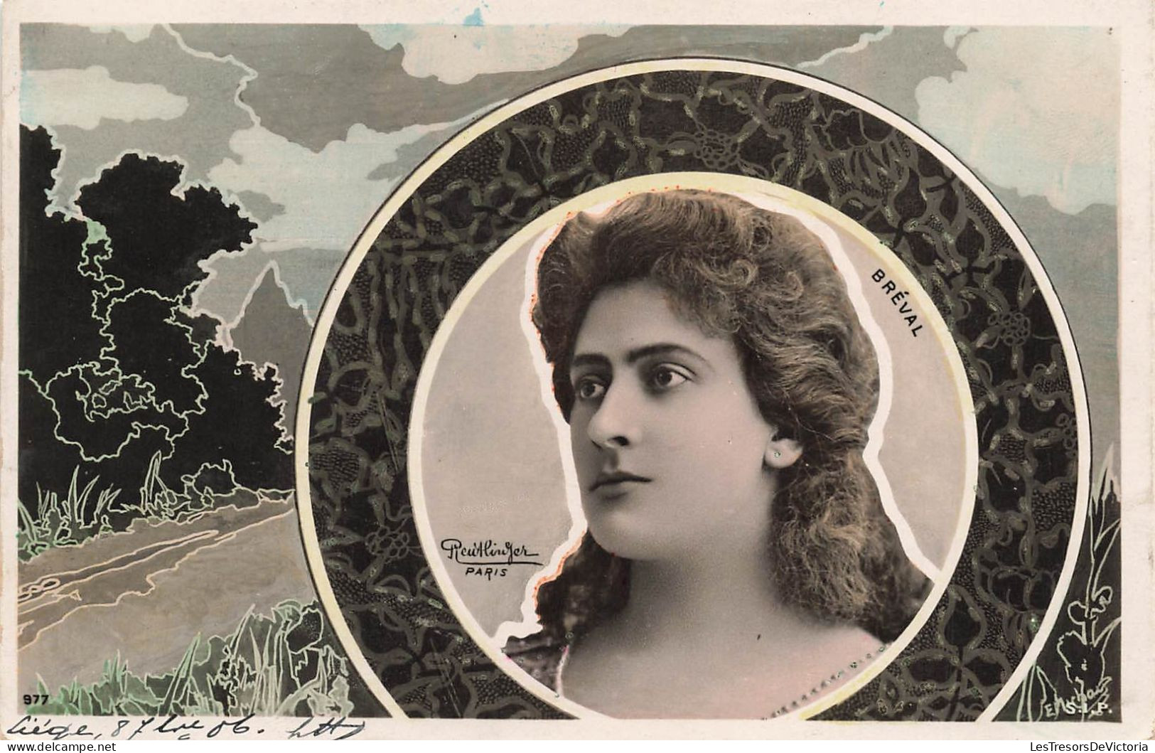 FANTAISIE - Femme - Style Art Nouveau - Bréval - Reutlinger Paris - Carte Postale Ancienne - Frauen