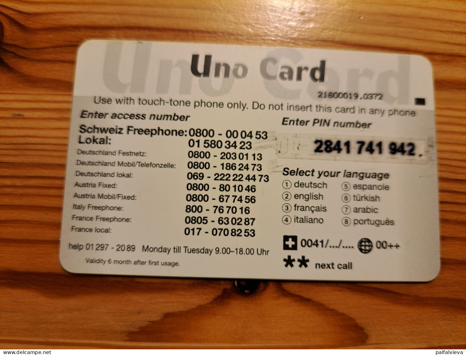 Prepaid Phonecard Switzerland, Uno - Suisse