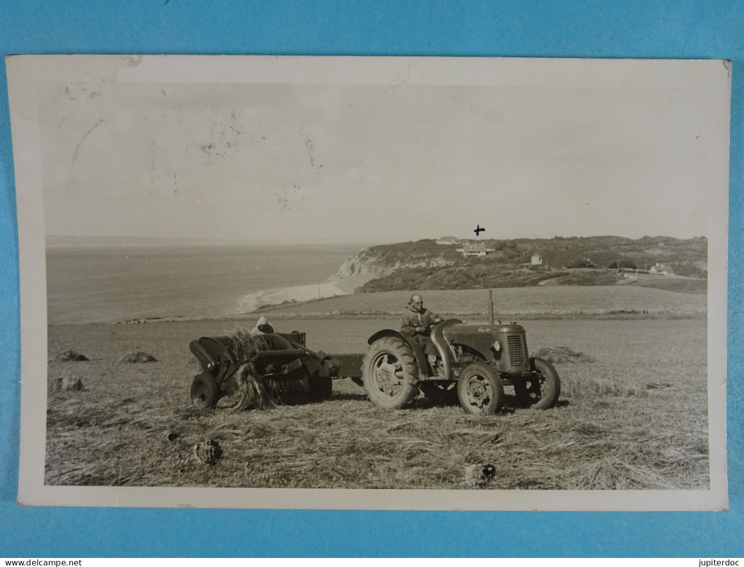 Carte Photo Caldey Island Fermier Au Travail Dans Son Champ (lire Verso) - Pembrokeshire