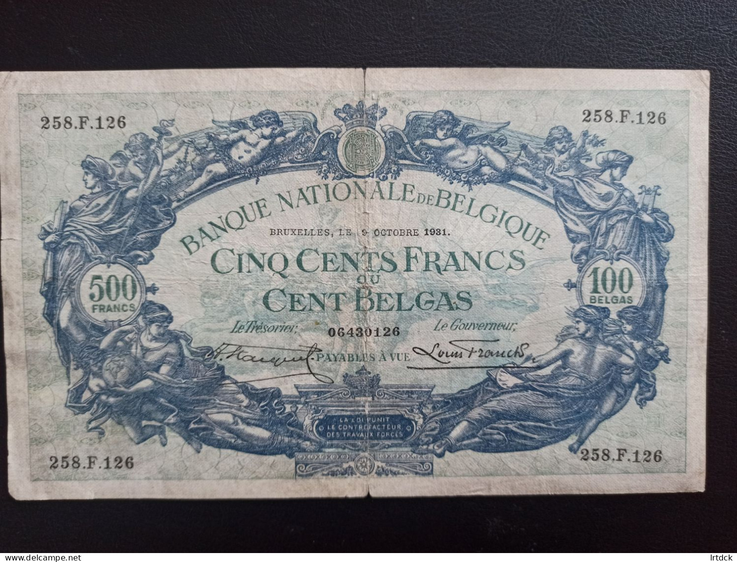 Billet Belgique 500 Francs 09/10/1931 - Andere & Zonder Classificatie