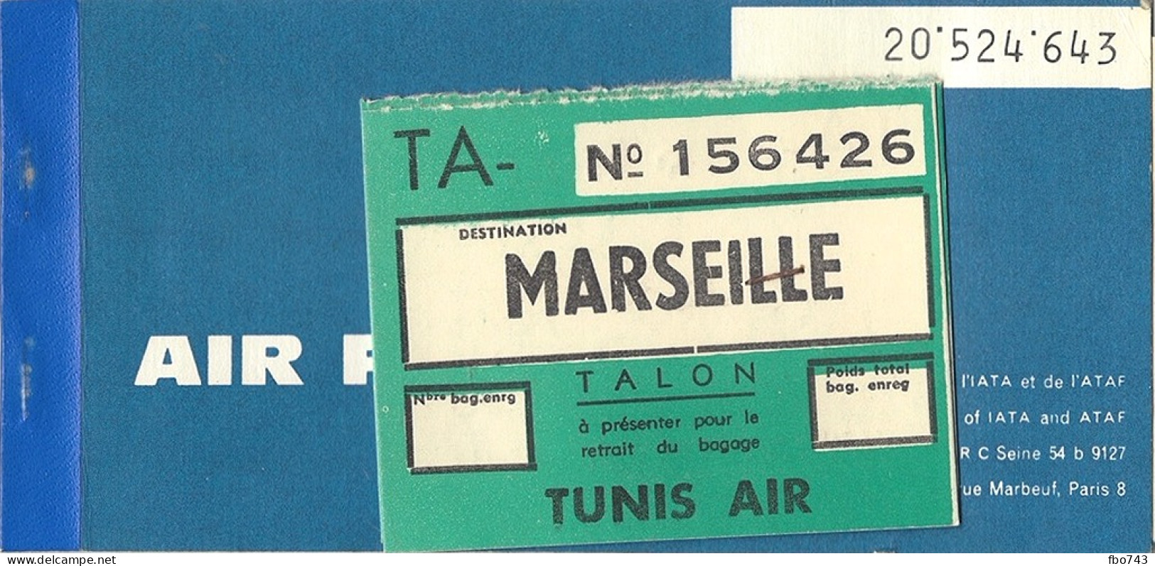 1962 Ticket Air France Marseille-Tunis-Marseille (+bonus) - Europe