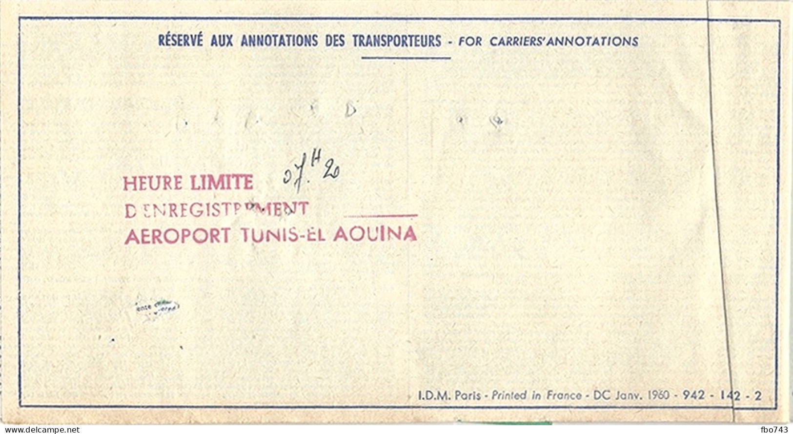 1962 Ticket Air France Marseille-Tunis-Marseille (+bonus) - Europe