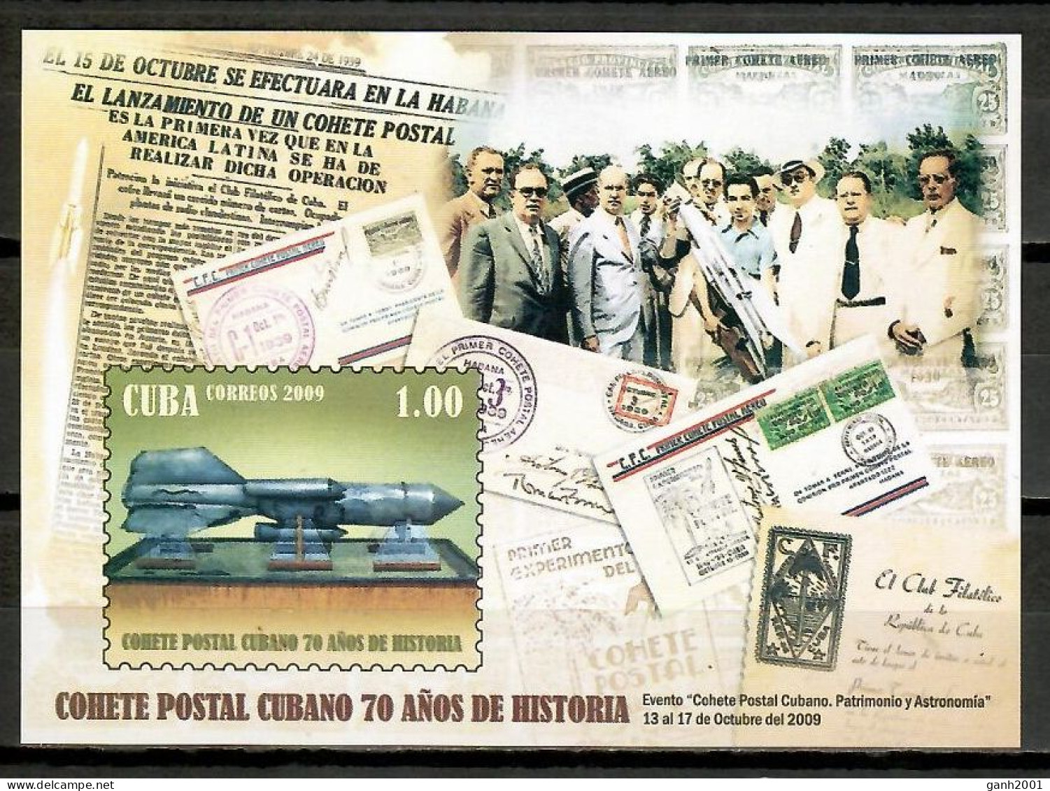 Cuba 2009 / 70 Years Postal Rocket MNH 70 Aniversario Cohete Postal / Cu10103  22-43 - Poste
