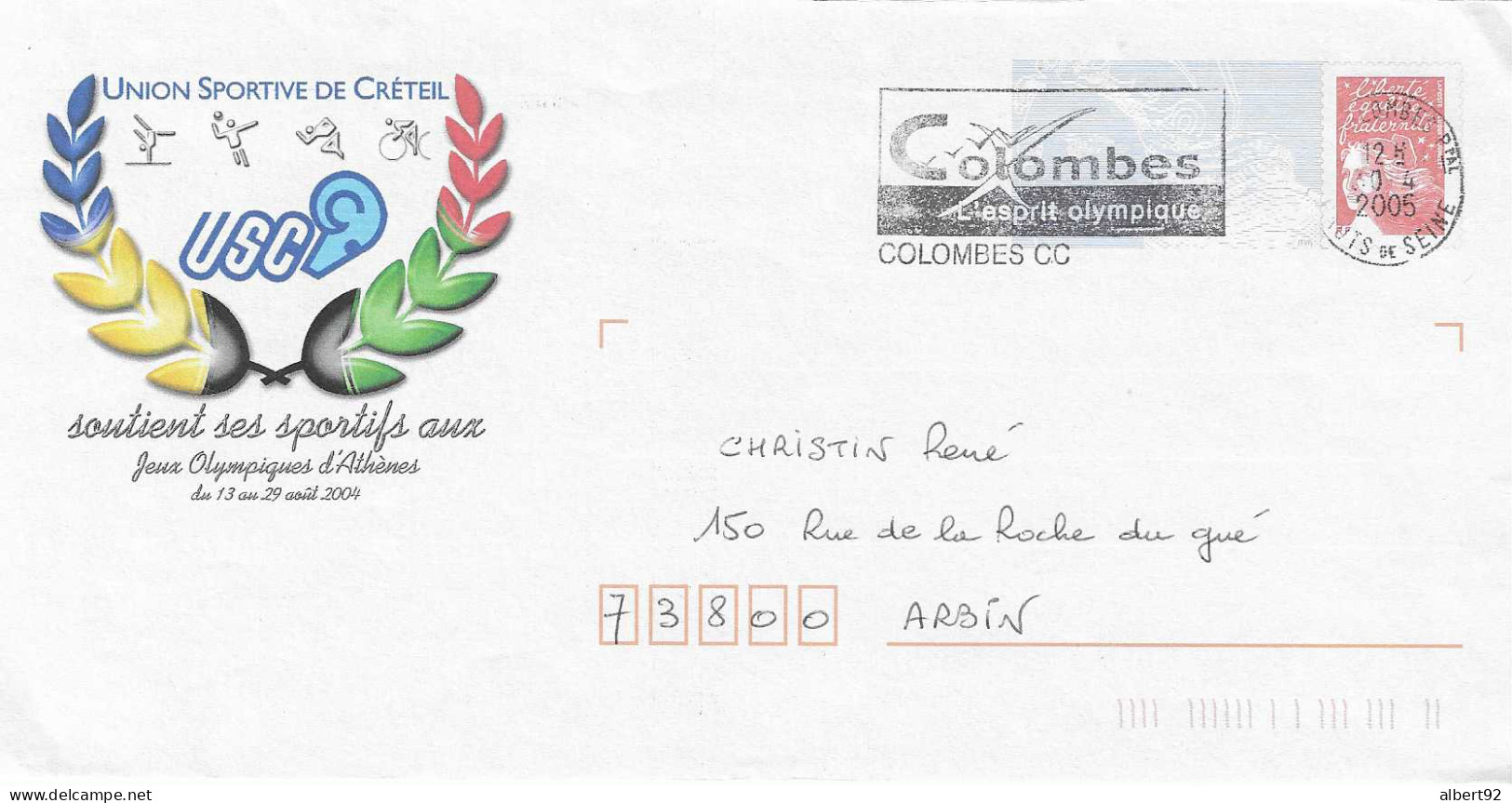 2005 Entier Postal PAP (J.O. 2004 Athènes) + Colombes (stade Olympique Jeux De Paris1924) - Ete 1924: Paris