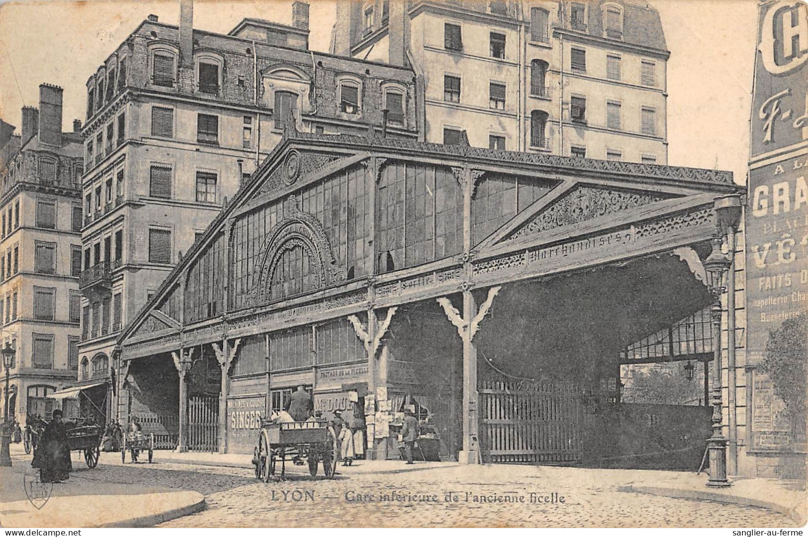 CPA 69 LYON / GARE INFERIEURE DE L'ANCIENNE HALLE - Autres & Non Classés