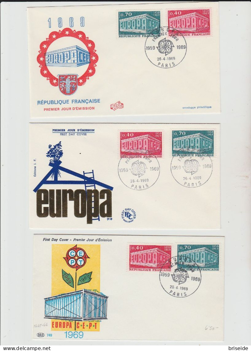 1969 N.3+ 1 CART. BUSTA EUROPA CEPT PREMIERJOUR D'E MISSION FIRST DAY COVER ERSTTAGSBRIEF 1°GIORNO EMIS. REP. FRANCAISE - 1969