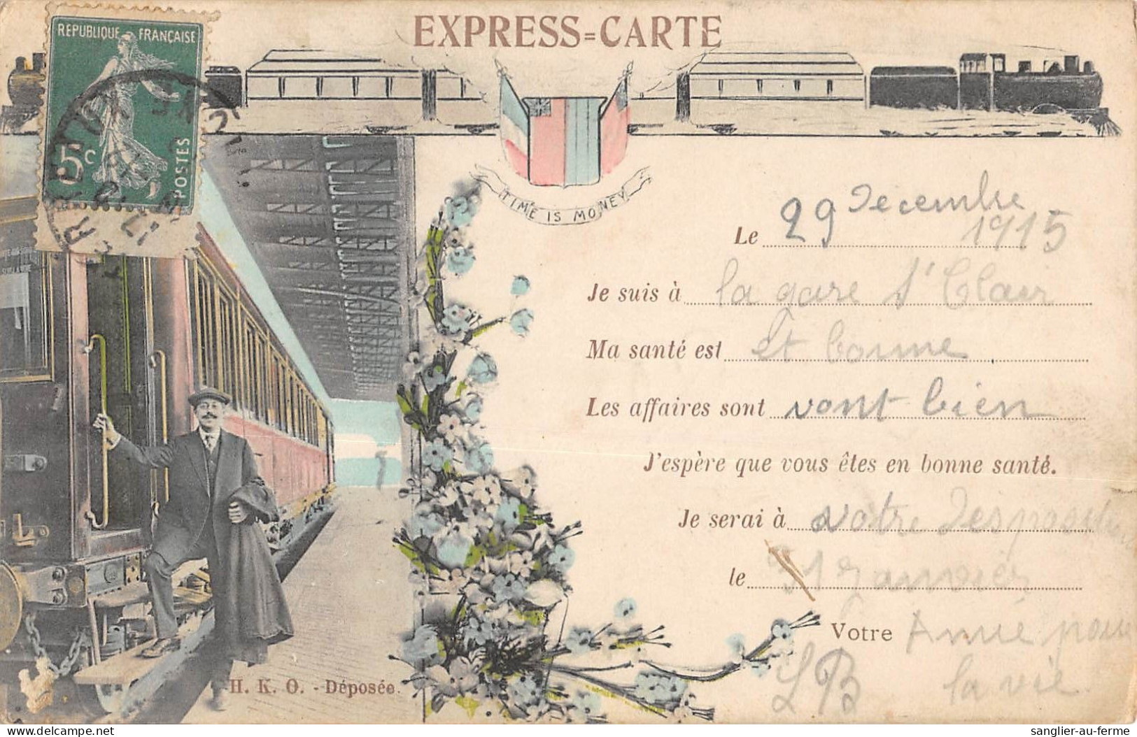 CPA 69 LYON ALENTOURS / EXPRESS CARTE CHEMIN DE FER / TRAIN / JE SUIS A LA GARE SAINT CLAIR - Andere & Zonder Classificatie