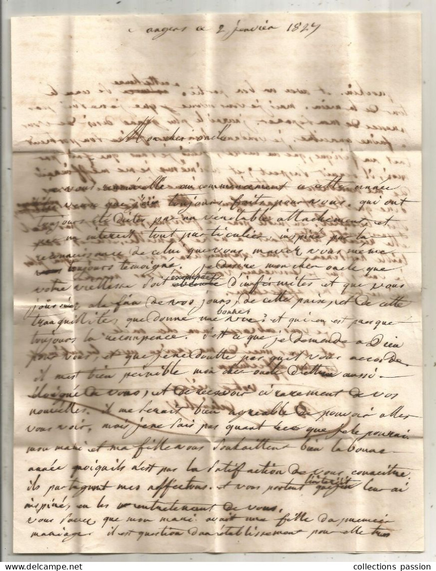 Lettre, Préphilatélie, Précurseurs XIX E Siècle, 1827, 47 ANGERS à Toulouse, 2 Scans - 1801-1848: Precursors XIX