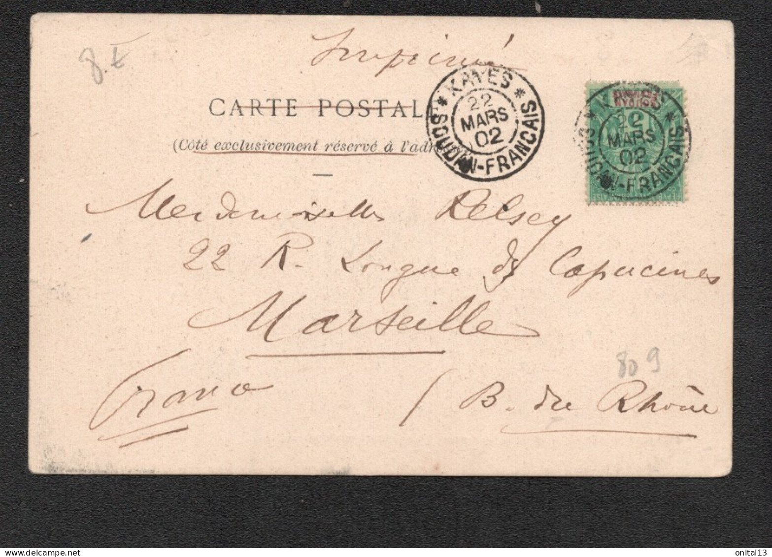 CACHET  " CAYES SOUDAN FRANCAIS "     D2901 - Lettres & Documents