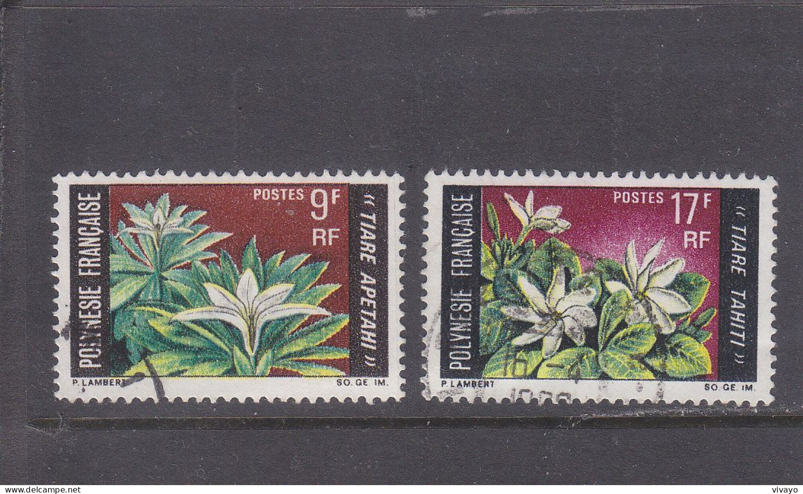 FRENCH POLYNESIA - POLYNESIE FRAN. - O / FINE CANCELLED - 1969 - LOCAL FLOWERS - Yv. 64/65  - Mi. 90/91 - Usati
