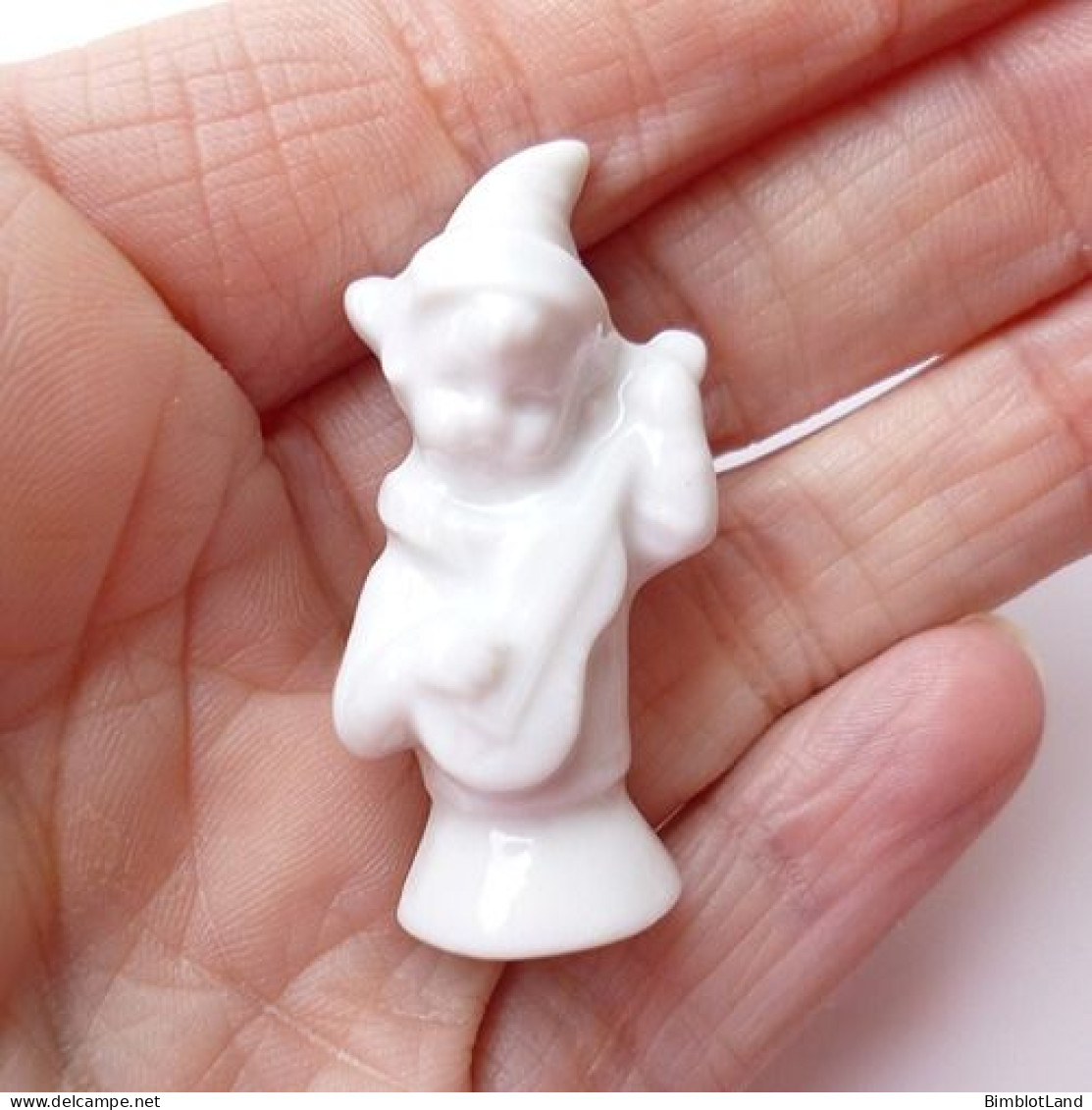 Demi Poupée Figurine Ancienne Allemande Lutin Musicien Biscuit Blanc Emaillé 42 Mm Miniature - Other & Unclassified