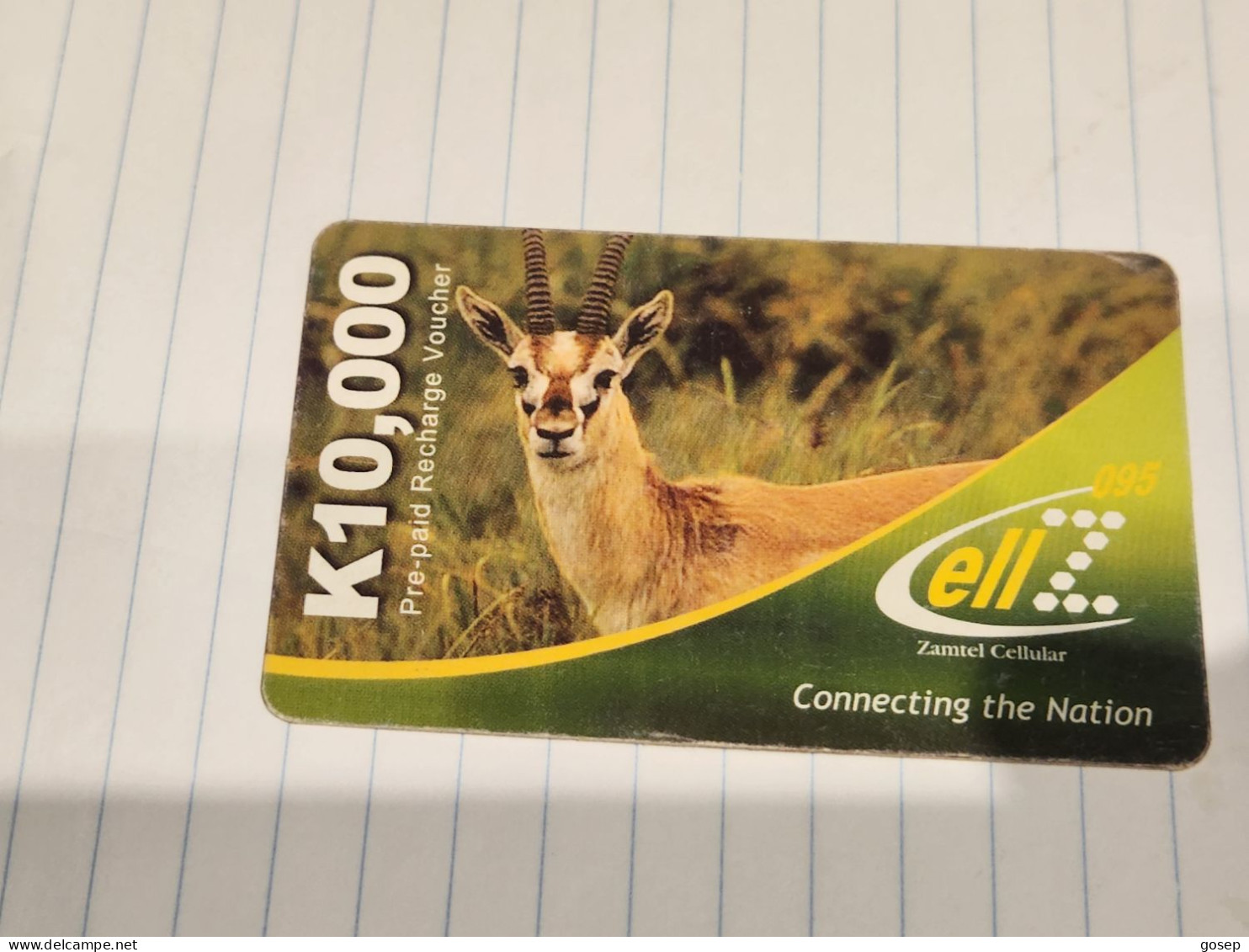 Zambia-(ZM-ZTC-REF-0001-051014)-antelope-(12)(K10.000)(011104014-117826718)-(14.10.2005)-used Card+1card Prepiad Free - Sambia