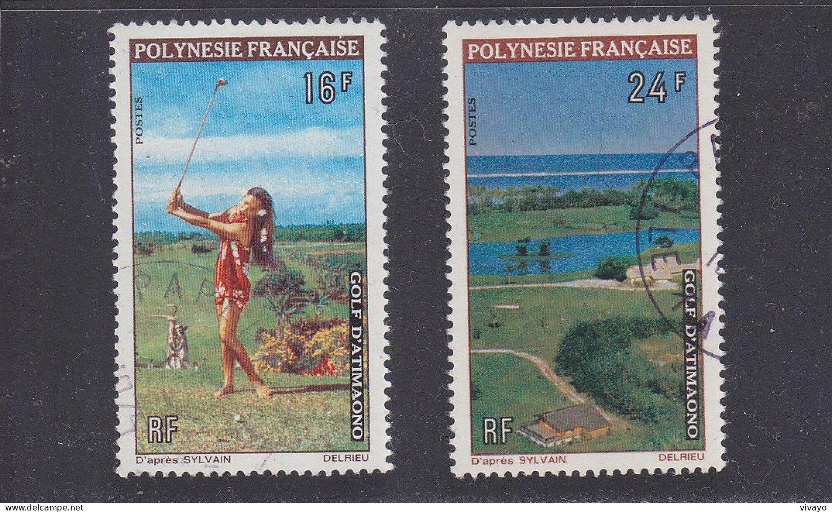 FRENCH POLYNESIA - POLYNESIE FRAN. - O / FINE CANCELLED - 1974 - ATIMAONO GOLF PLACE - Yv. 94/95 - Mi. 175/176 - Usati