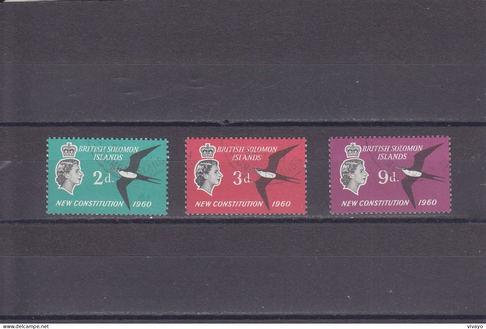 BRITISH SOLOMON ISLANDS - O / FINE CANCELLED - 1961 - NEW CONSTITUTION, QEII & FREGATA BIRD - Yv. 95/7 - Mi. 98/100 - British Solomon Islands (...-1978)