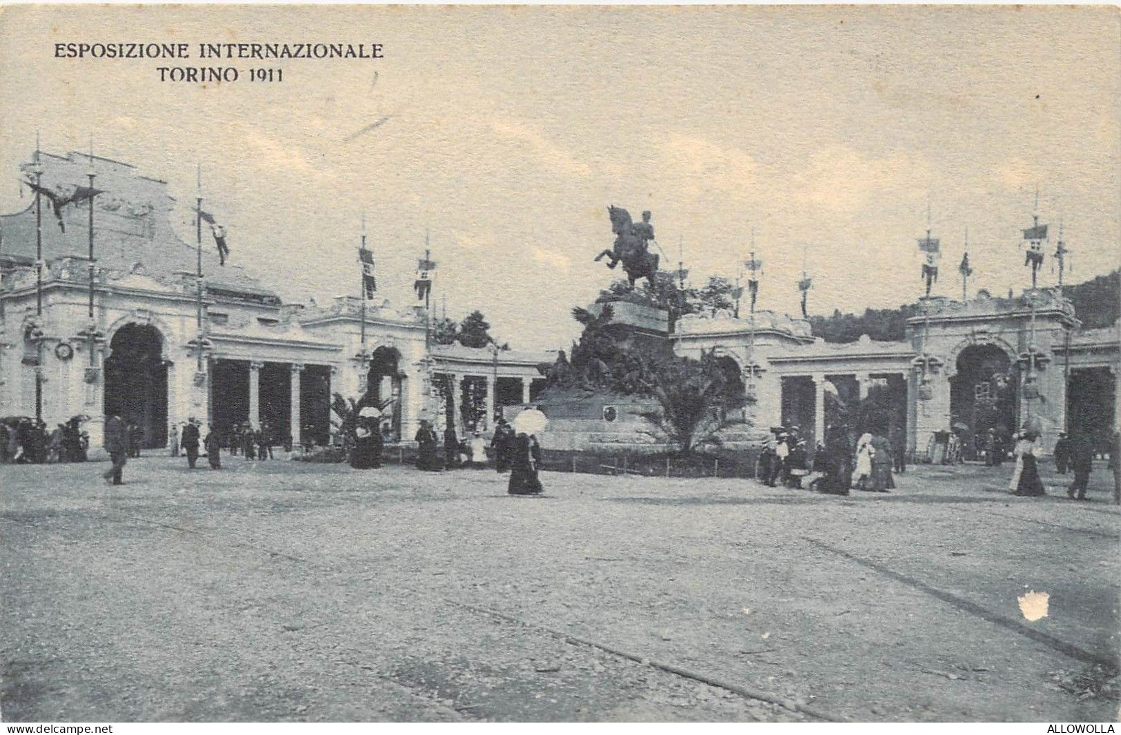 24223 " ESPOSIZIONE INTERNAZIONALE TORINO 1911-INGRESSO DAL CORSO RAFFAELLO " ANIMATA-VERA FOTO-CART. SPED.1911 - Exhibitions