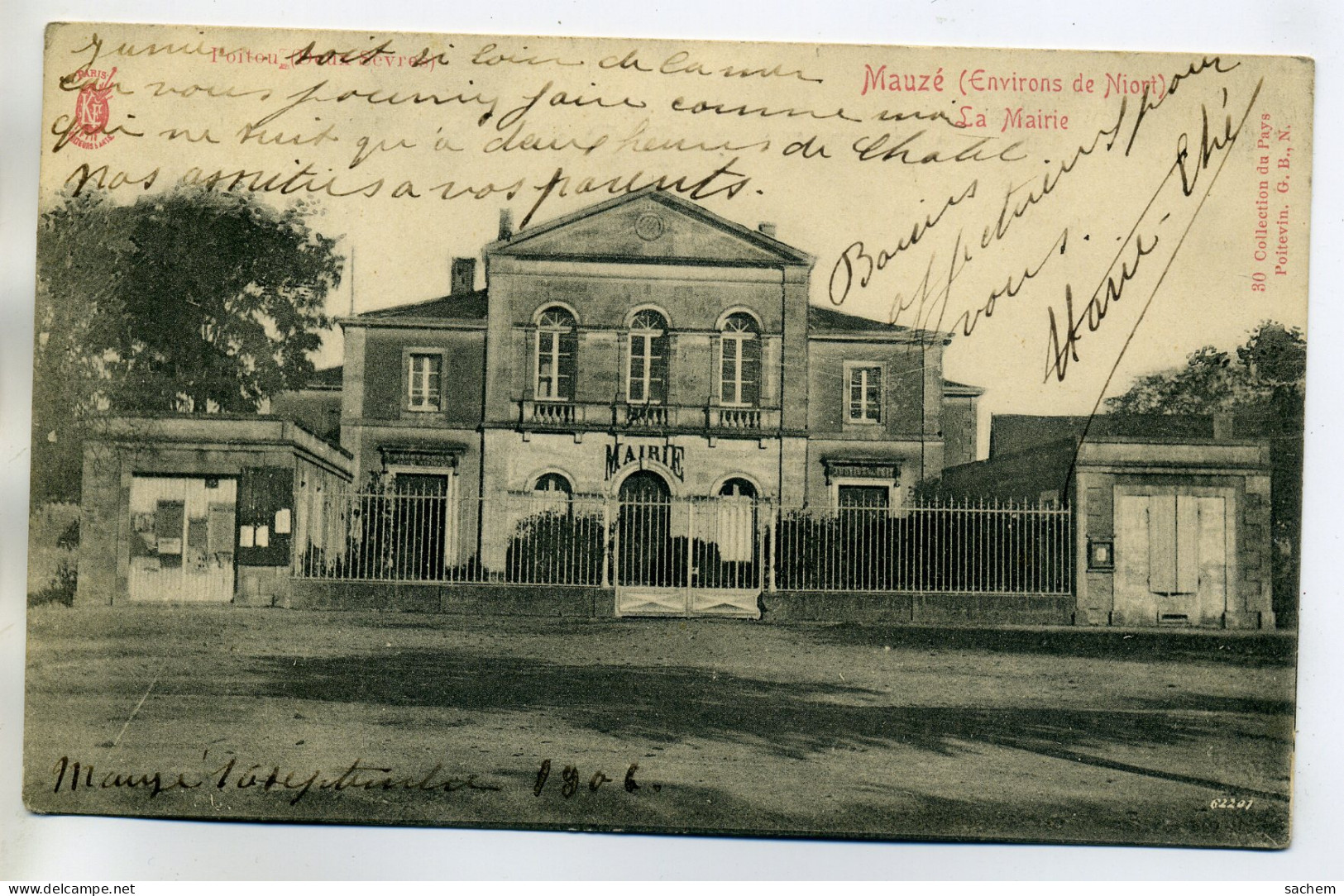 79 MAUZE Sur Le MIGNON Place De La Mairie écrite En 1906 Timbrée  D02 2018 - Mauze Sur Le Mignon
