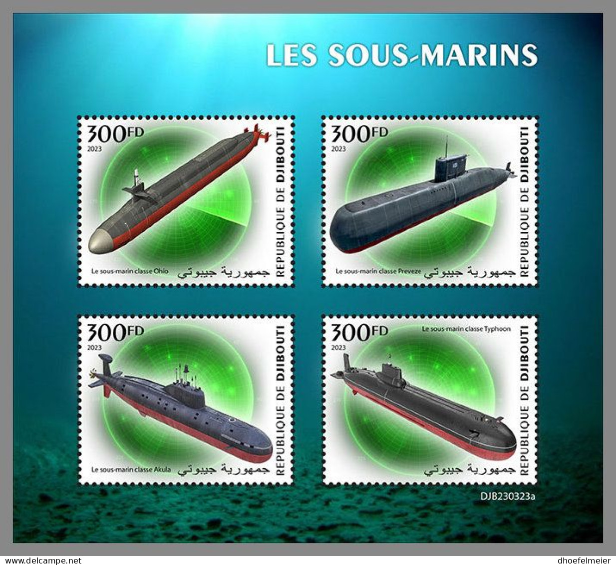 DJIBOUTI 2023 MNH Submarines U-Boote M/S - OFFICIAL ISSUE - DHQ2345 - Duikboten
