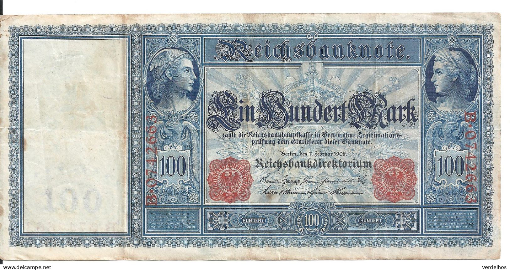 ALLEMAGNE 100 MARK 1908 VF P 35 - 100 Mark