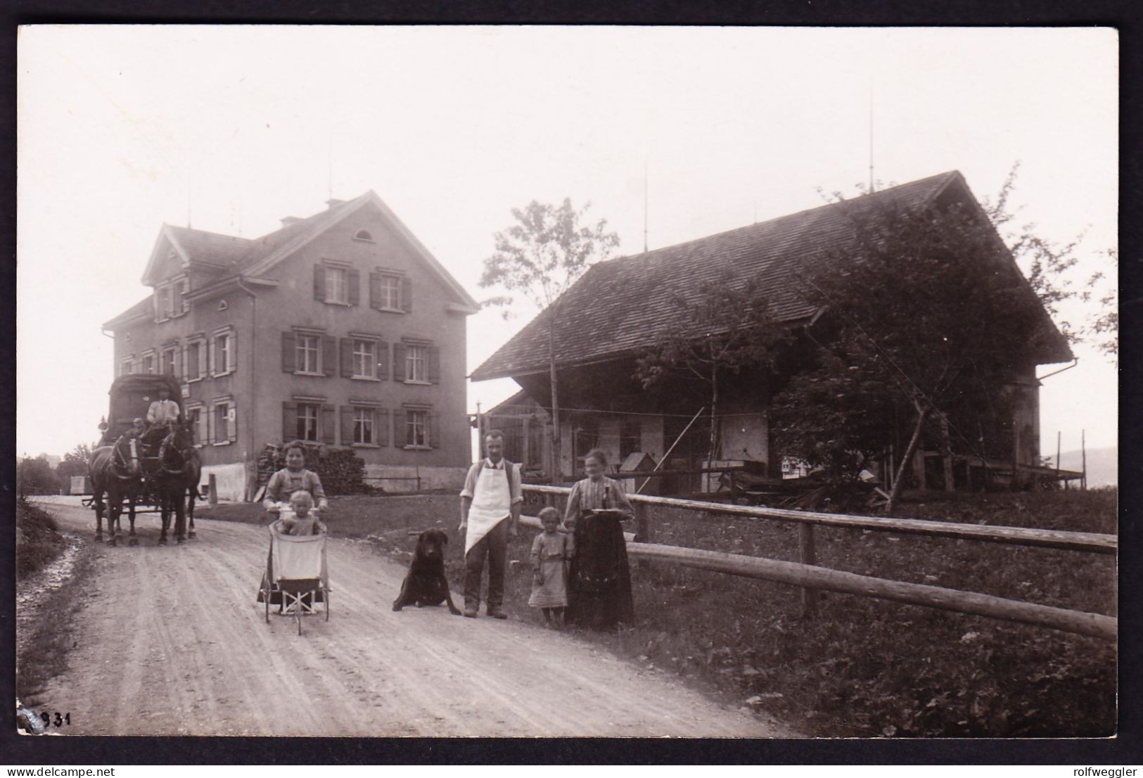 Um 1910 Ungelaufene Foto AK: Restaurant Mit Postkutsche Und Belegschaft Auf Dem Lande. Verlag Pleyer, Zürich - Laufen-Uhwiesen 