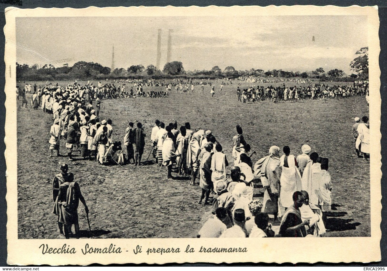 CV4269 COLONIALI SOMALIA Si Prepara La Transumanza, FG, Viaggiata Da Milano 1939 Per Bergamo, Piega, Comunque Buone Cond - Somalia