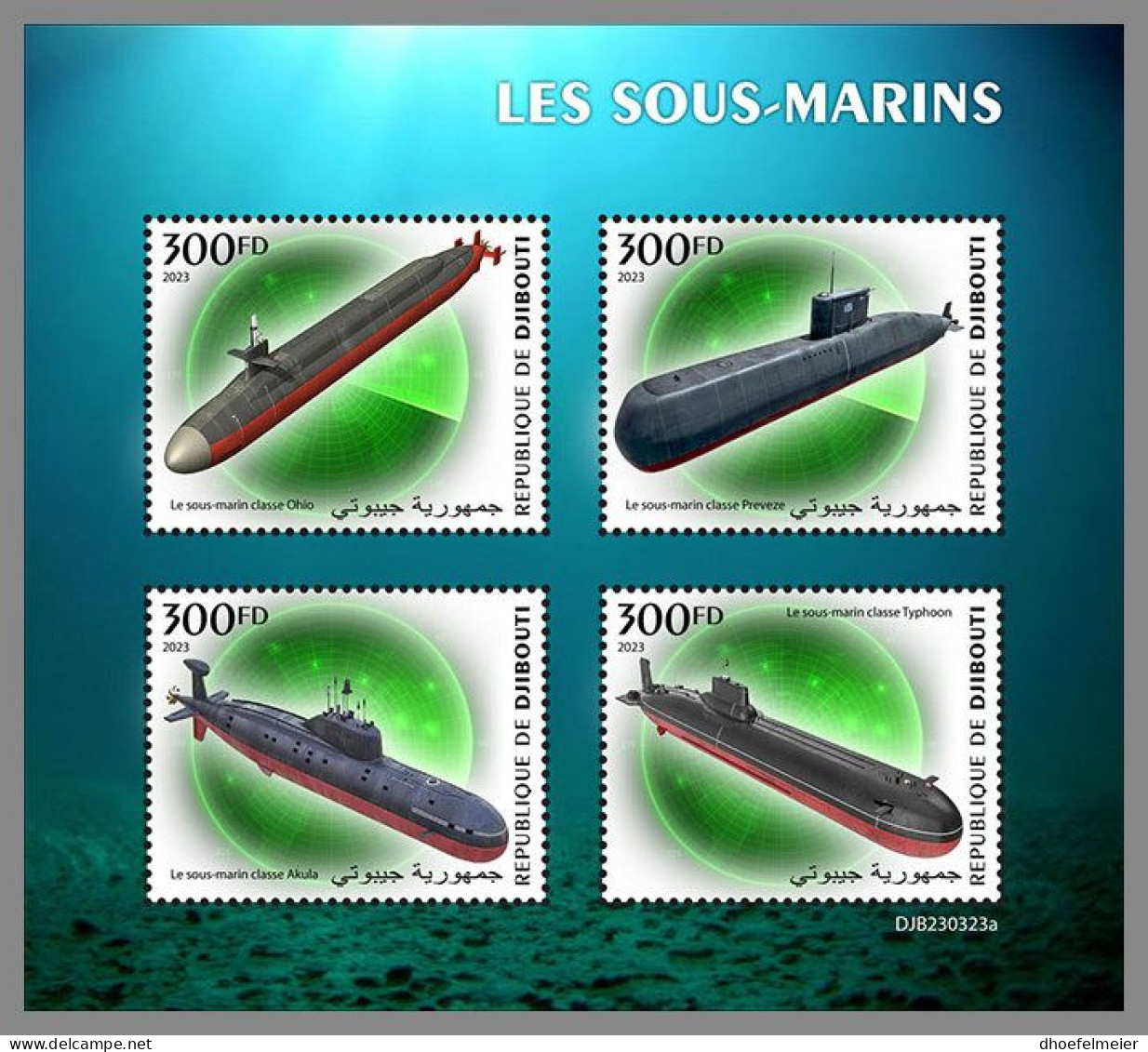 DJIBOUTI 2023 MNH Submarines U-Boote M/S - IMPERFORATED - DHQ2345 - Duikboten