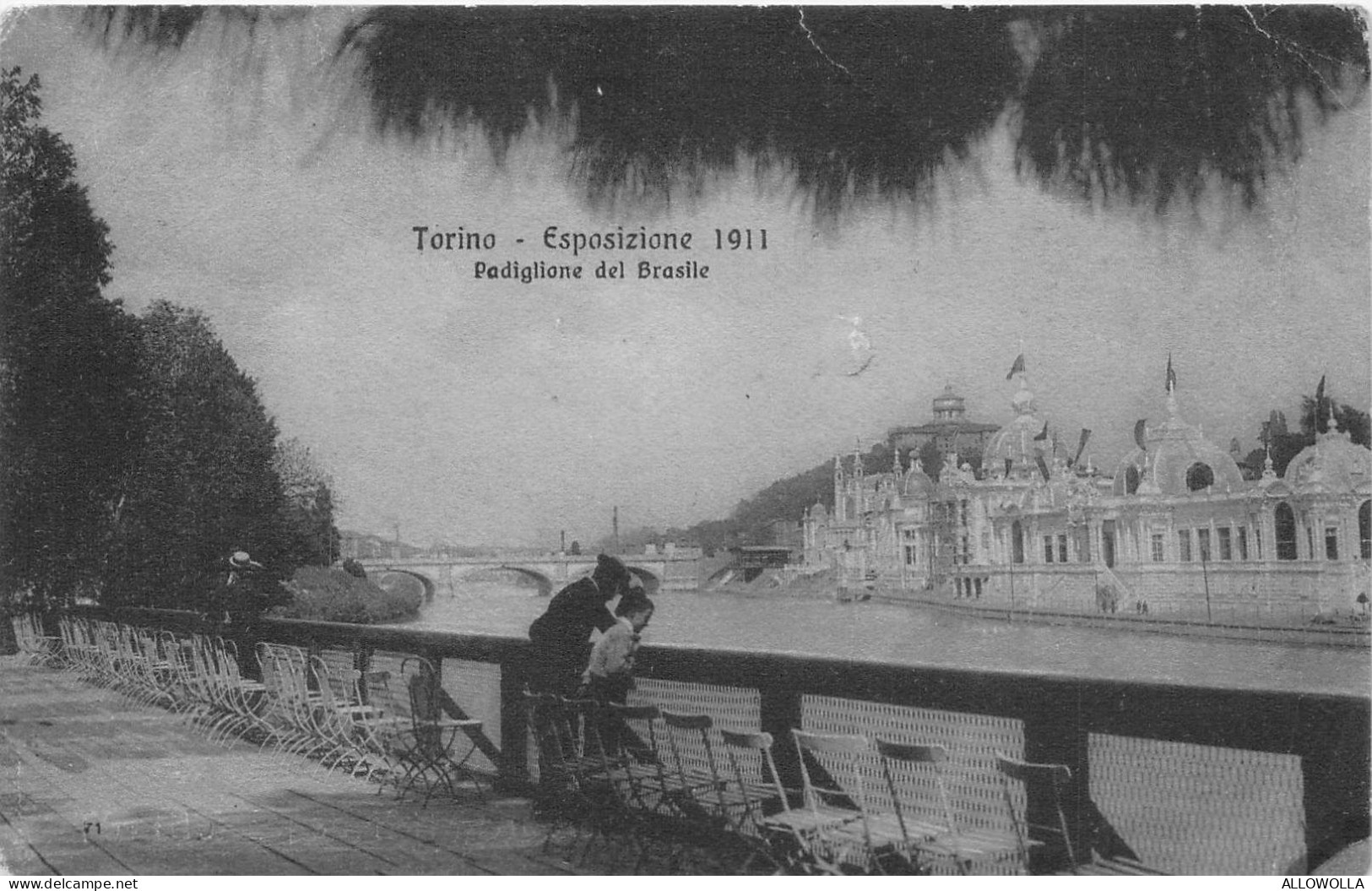 24227 " TORINO ESPOSIZIONE 1911-PADIGLIONE DEL BRASILE " ANIMATA-VERA FOTO-CART. POST.SPED. - Expositions