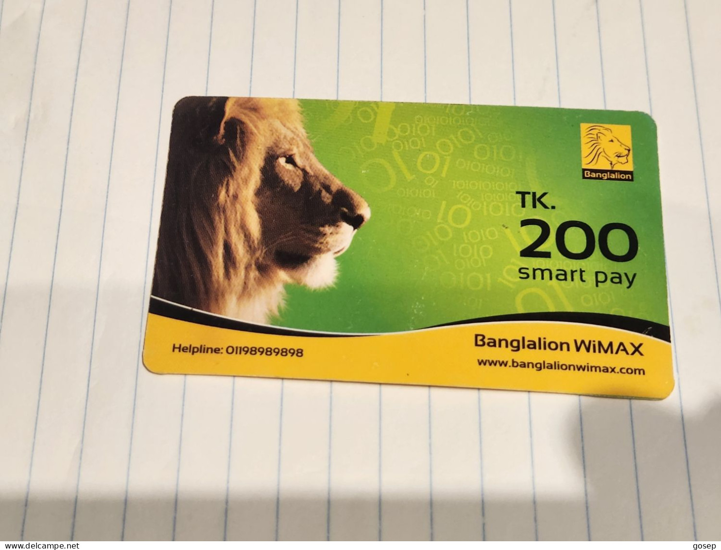 BANGLADESH-(BD-WIMAX-PRE-0001)-BANGLALION-(1)-(TK 200)-(83516144)-used Card+1card Prepiad Free - Bangladesch