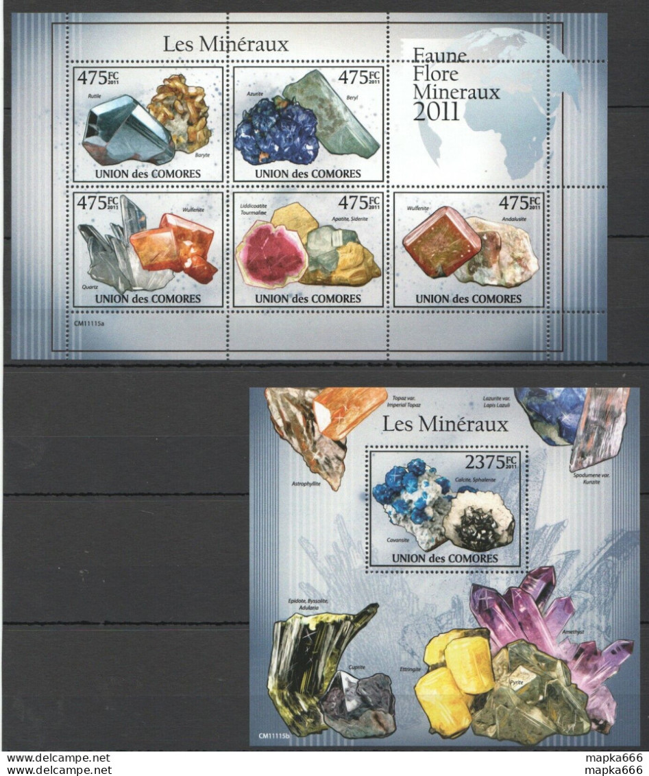 Uc203 2011 Comoros Nature Geology Crystals Minerals Les Mineraux Bl+Kb Mnh - Minerals