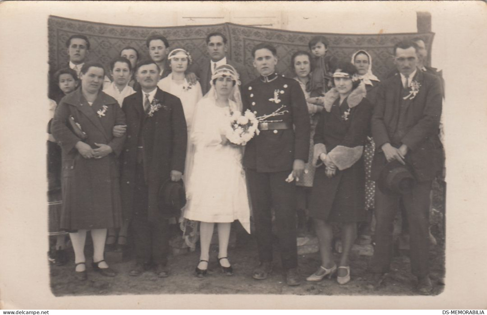 Bride & Groom , Wedding , Marriage , Mariage , Hochzeit Real Photo Postcard , Military Militaria - Noces