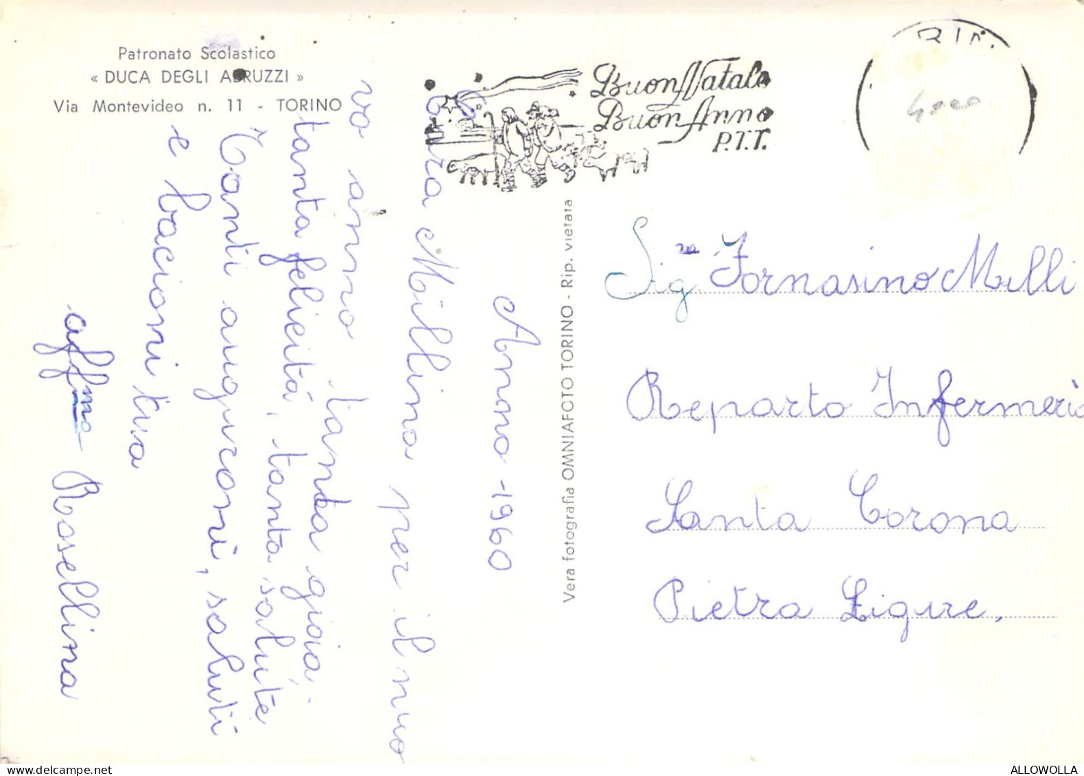 24235 " TORINO-SCUOLA DUCA DEGLI ABRUZZI "-VERA FOTO-CART. POST. SPED.1960 - Enseñanza, Escuelas Y Universidades