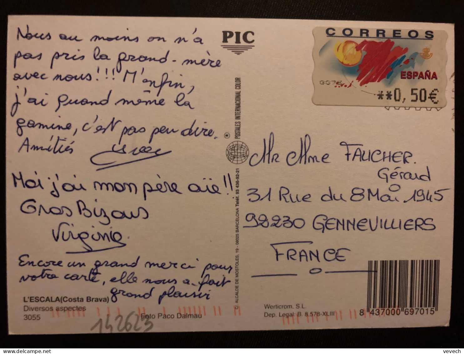 CP Pour La FRANCE VIGNETTE 0,50E OBL.MEC. - Machine Labels [ATM]