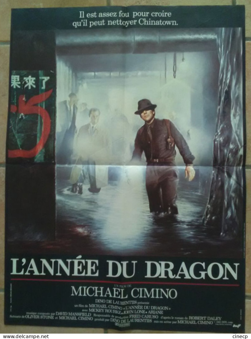 AFFICHE CINEMA FILM L'ANNEE DU DRAGON Mickey ROURKE CIMINO 1985 TBE DESSIN BERNHARDT - Affiches & Posters