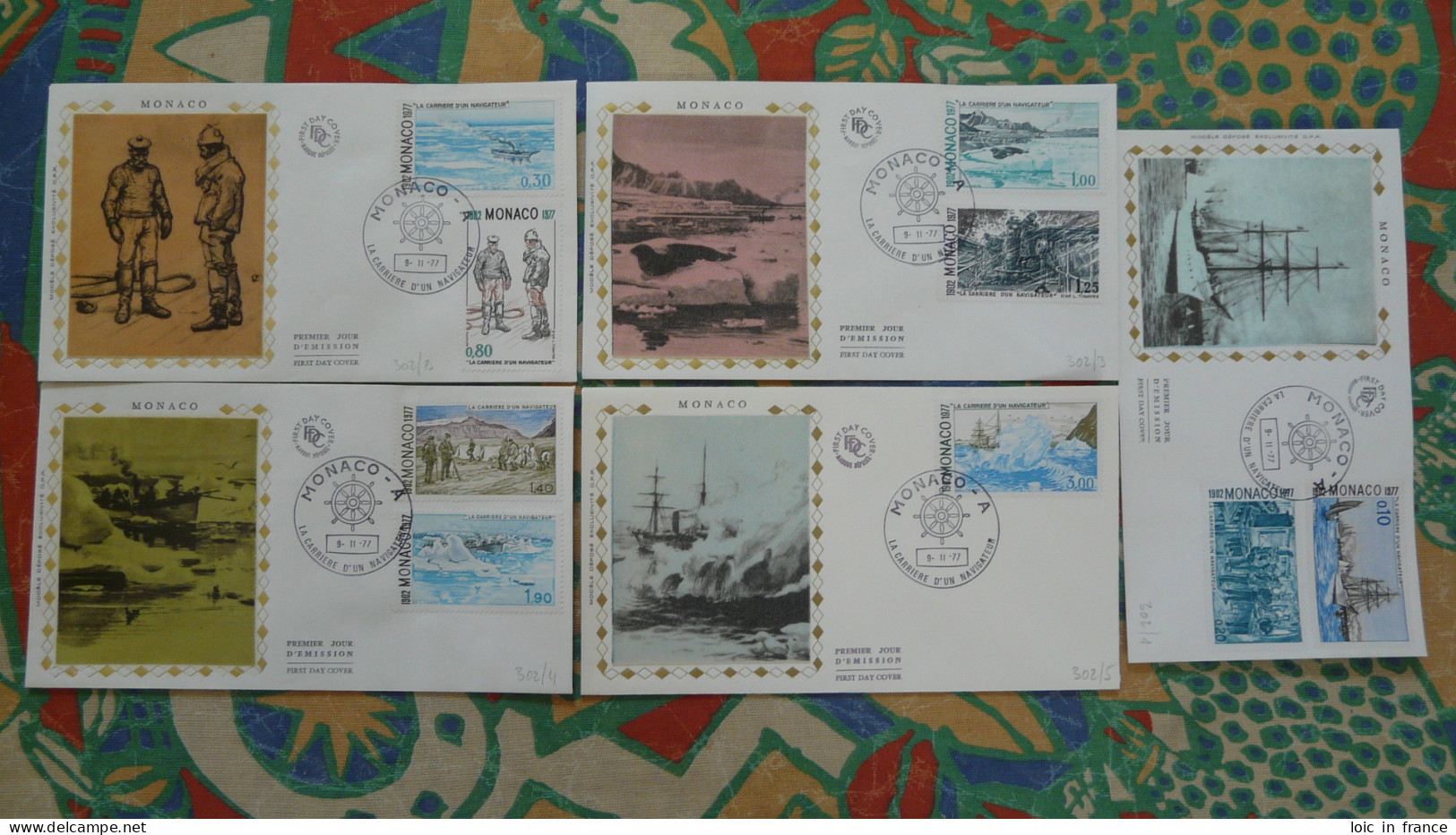 Série De 10 Set Of 10 FDC Prince Albert 1er Carrière D'un Navigateur Monaco 1977 - Explorateurs & Célébrités Polaires