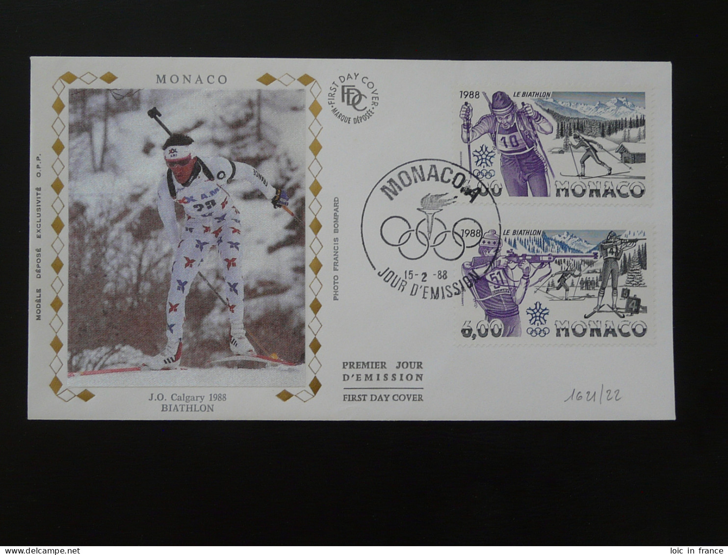 FDC Biathlon Jeux Olympiques Calgary Olympic Games Monaco 1988 - Winter 1988: Calgary