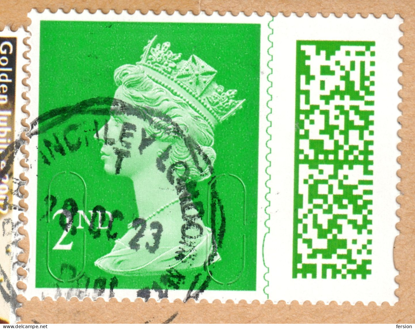 QUEEN ELISABETH 2002 - Golden Jubilee Great Britain QR CODE Air Mail PAR AVION CN22 CN 22 Customs Declaration - Lettres & Documents