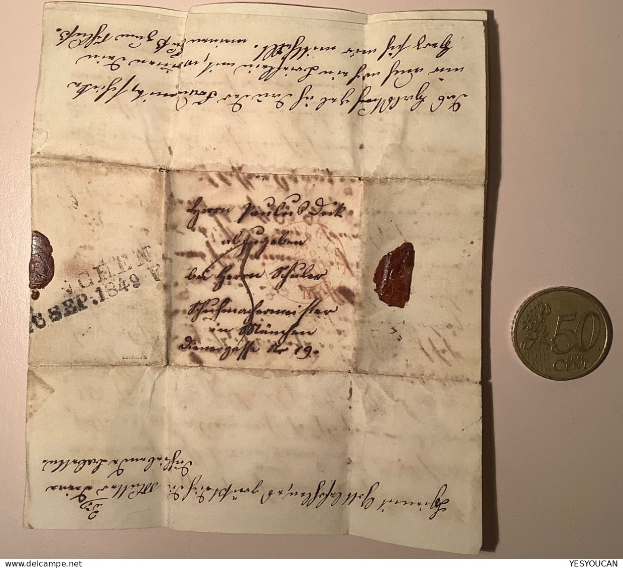 Bayern Seltener MINIATUR BRIEF AUGSBURG 1849 (miniature Cover Briefli Mini Lettre Vorphilatelie - Brieven En Documenten
