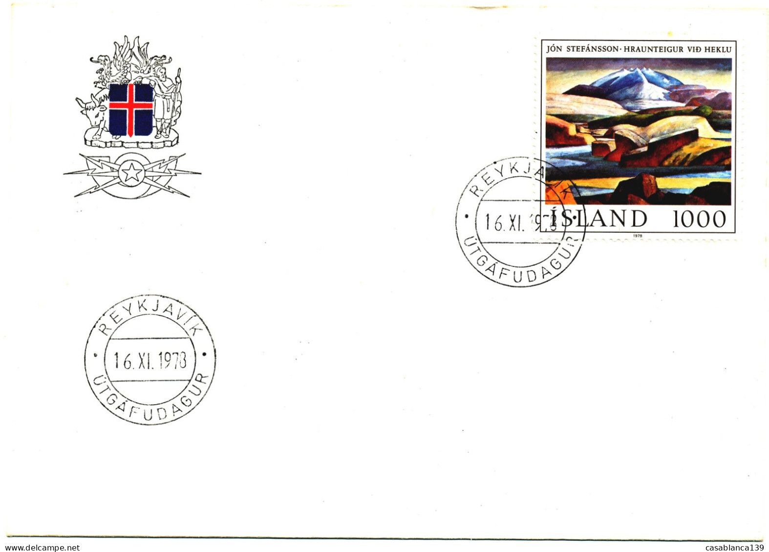 Iceland 1978 Famous Painting, 1000 Crowns Highest Denomination On FDC 16.11.1978 - Used Stamps