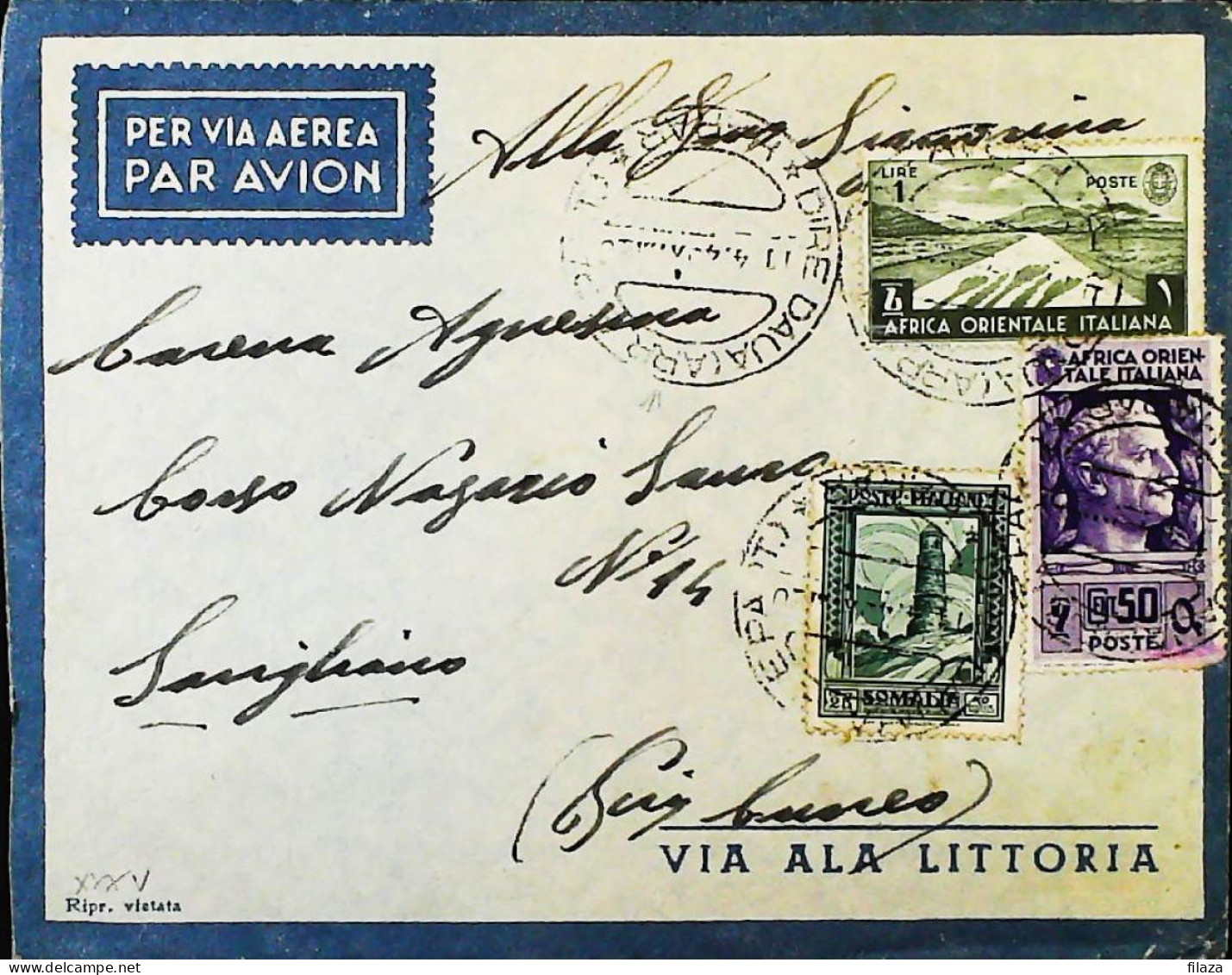 ITALIA - COLONIE - AOI - Lettera Da DIRE DAUA 1940- ARNZA S6036 - Italian Eastern Africa