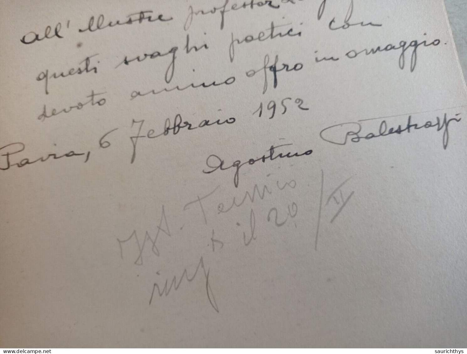 Occhi E Cuore Con Autografo Agostino Balestrazzi Gastaldi Editore In Milano 1951 - Poesie