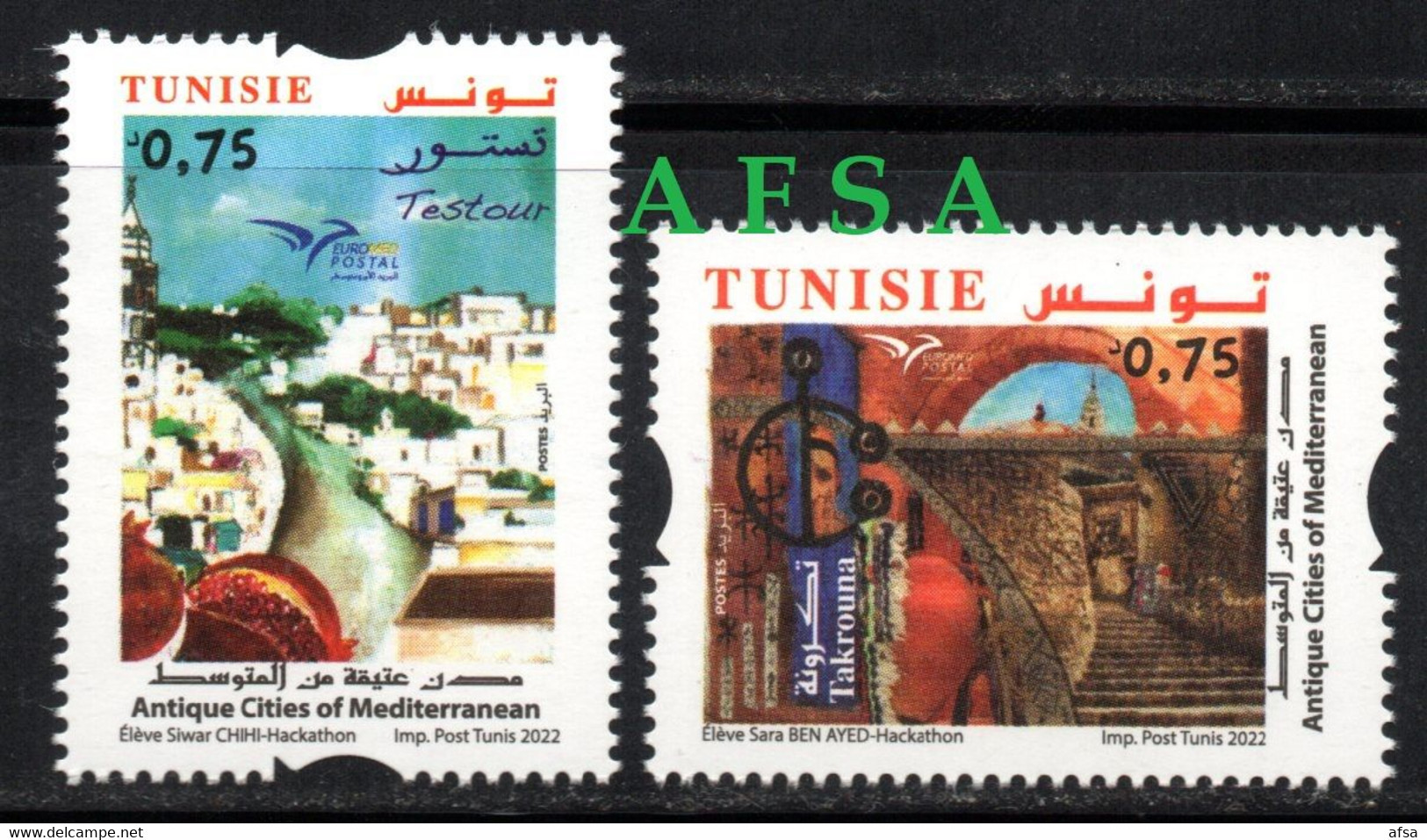 Euromed Postal -Tunisia 2022 : Antique Cities Of Mediterranean Testour – Takrouna (full Set MNH **) - Gezamelijke Uitgaven