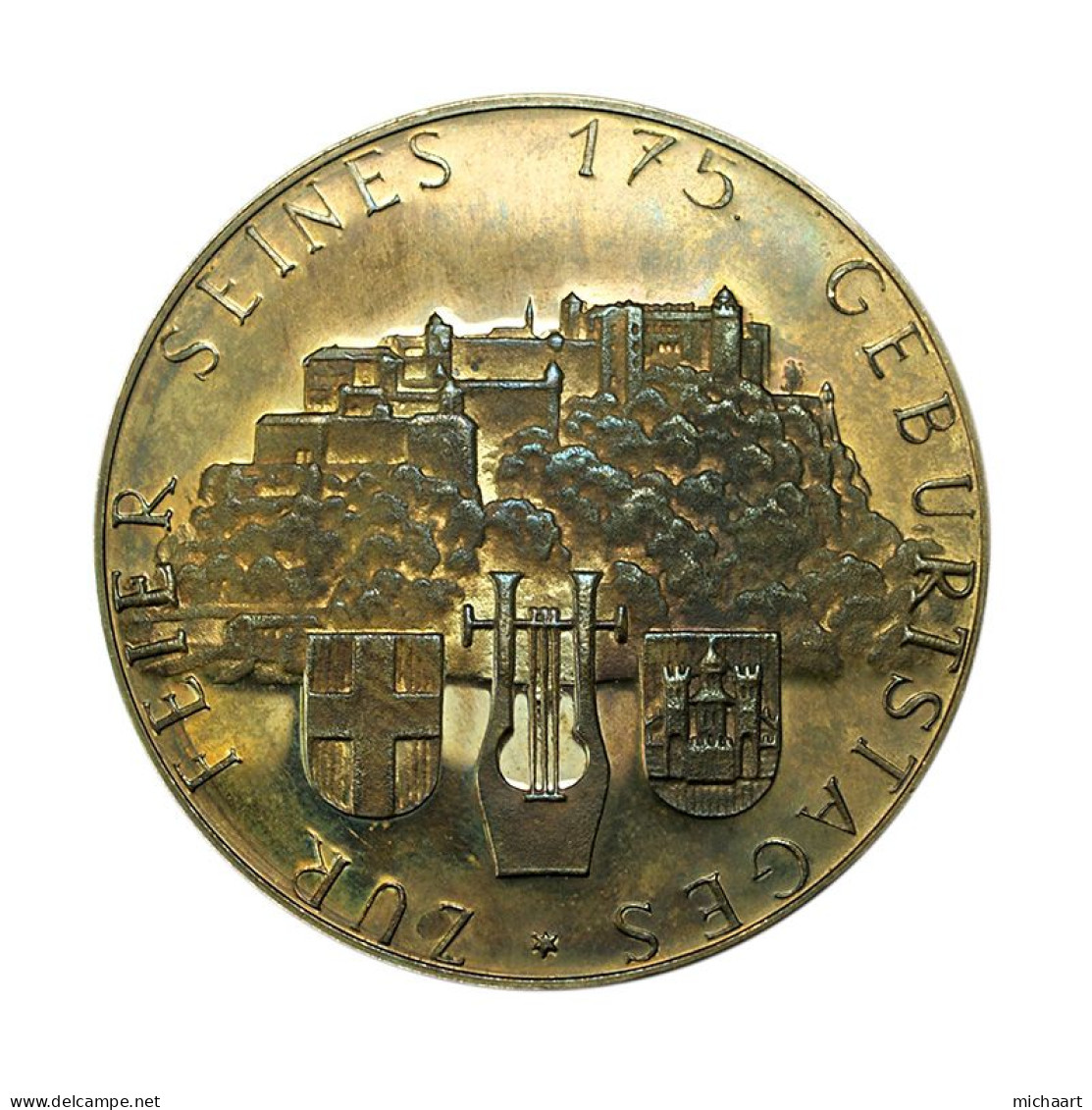 Austria Medal 1931 Wolfgang Amadeus Mozart & Hohensalzburg Fortress 35mm 02717 - Gewerbliche