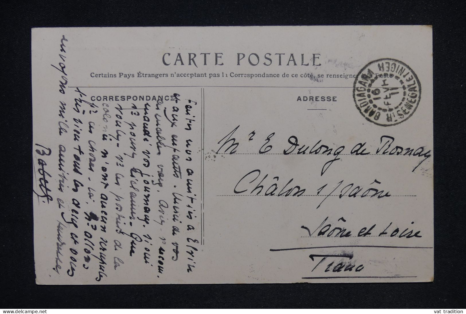 HAUT SÉNÉGAL ET NIGER - Affranchissement De Bardiagara Sur Carte Postale En 1911 Pour La France  - L 148299 - Covers & Documents