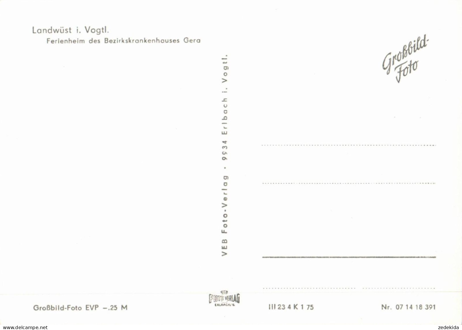 G6742 - TOP Landwüst - Ferienheim Des Bezirkskrankenhaus Gera - Verlag Erlbach - Vogtland