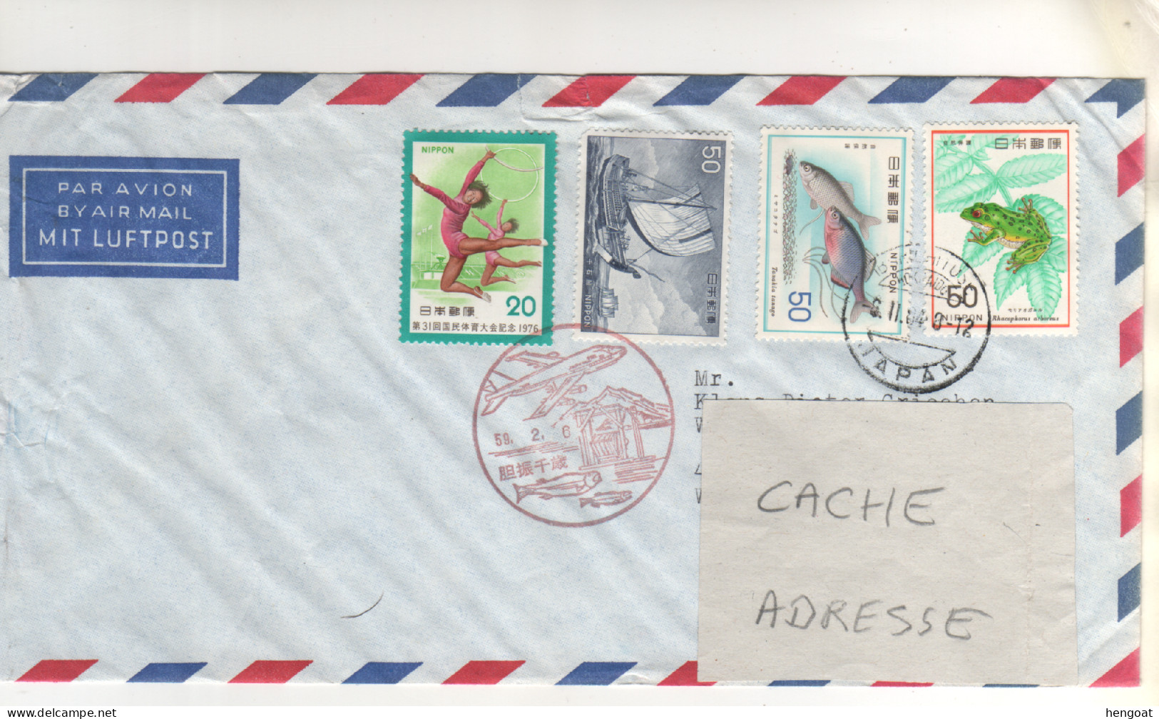 Timbres , Stamps Yvert " Sport , Voilier , Poisson , Grenouille " Sur Lettre Complète , Cover , Mail Du 06/11/84 - Brieven En Documenten