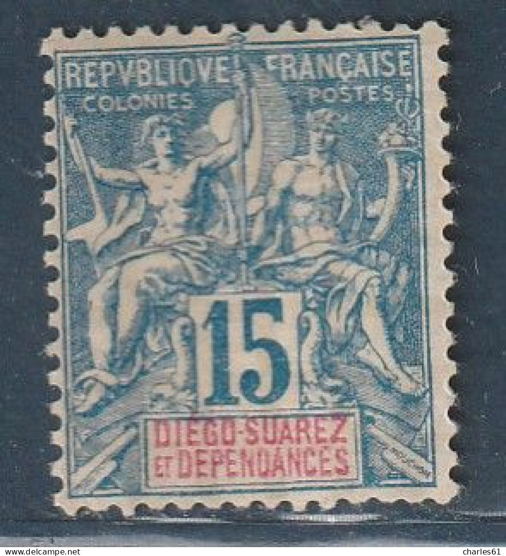 DIEGO SUAREZ - N°30 ** (1892) 15c Bleu - Nuevos