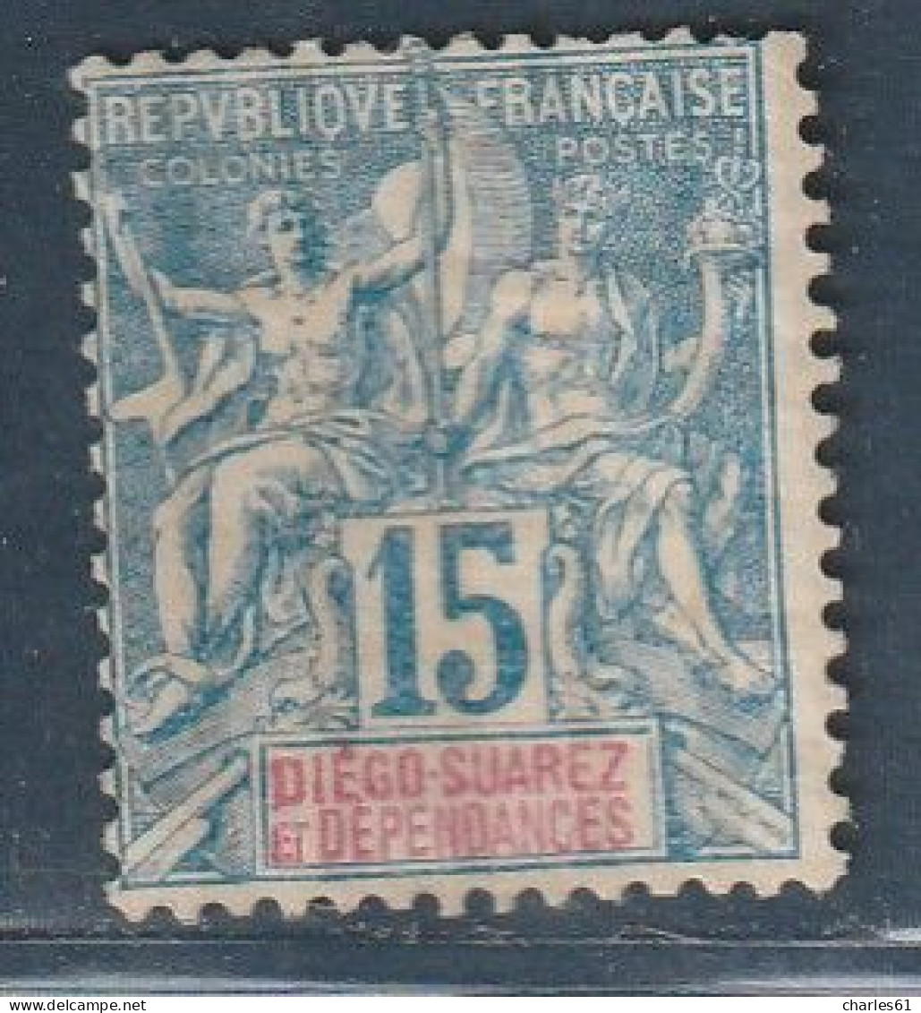 DIEGO SUAREZ - N°30 * (1892) 15c Bleu - Unused Stamps
