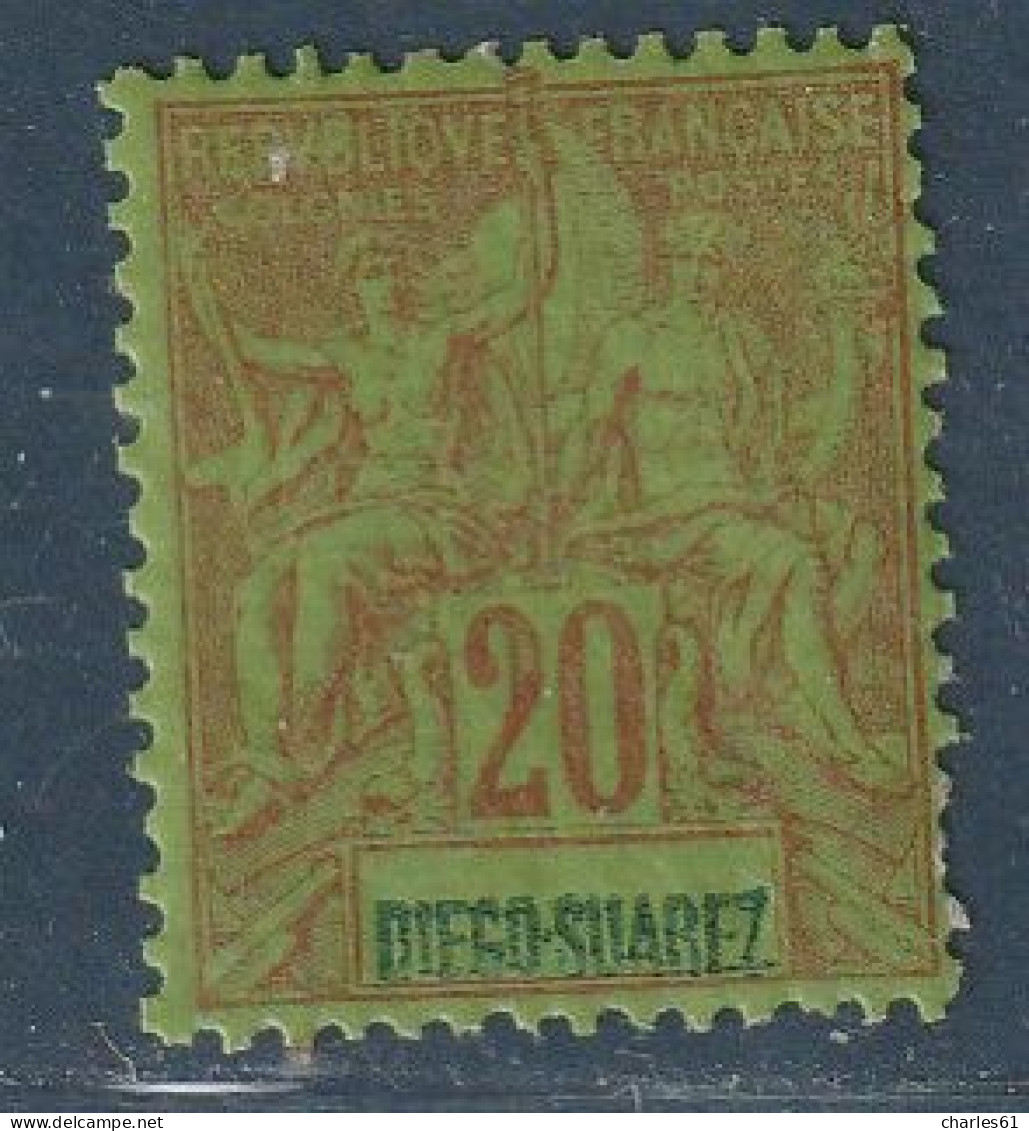 DIEGO SUAREZ - N°44 ** (1893) 20c Brique Sur Vert - Ongebruikt